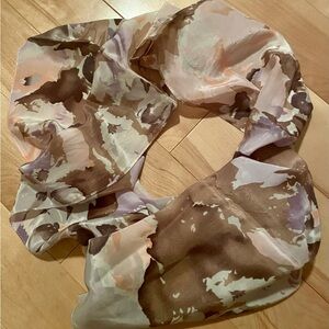 Cynthia Rowley Abstract Brown and Cream Silk Scarf